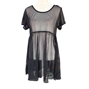 Liz Claiborne Sheer Mesh Black Blouse Size Medium Women's